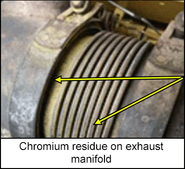 Chromium residue on exhaust manifold 