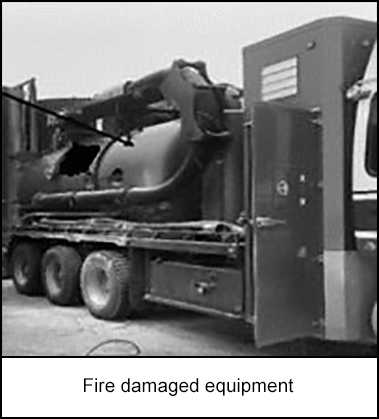 Fire damaged equipment 