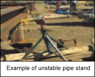 Example of unstable pipe stand 