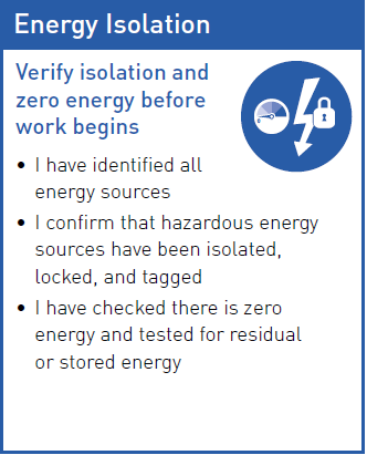 Electrical energy isolation standards