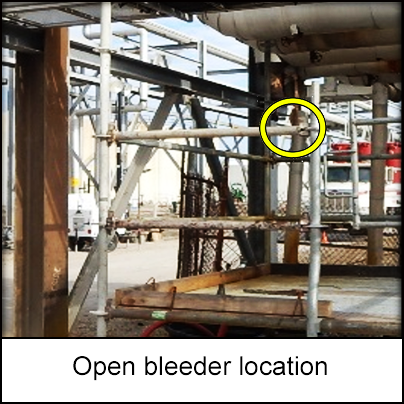 The open bleeder located on the sour gas oil charge line.