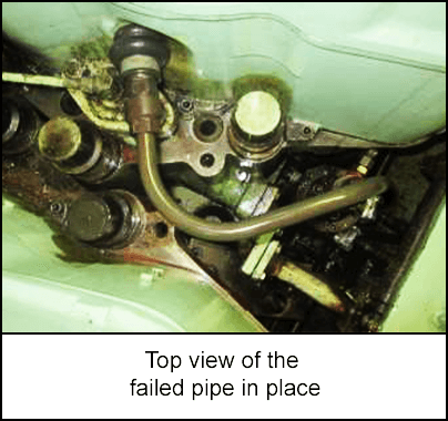 Top view of the failed pipe in place