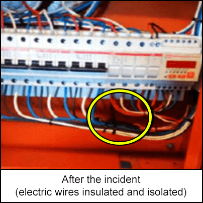 After the incident (electric wires insulated and isolated)