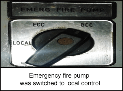 Emergency fire pump was switched to local control