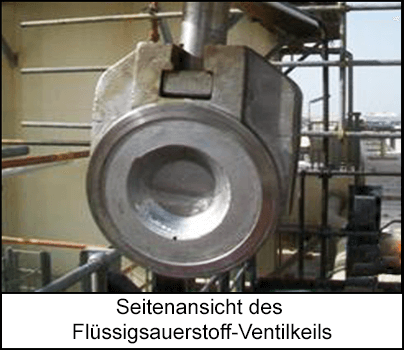 Seitenansicht des Flüssigsauerstoff-Ventilkeils