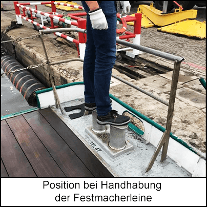 Position bei Handhabung der Festmacherleine