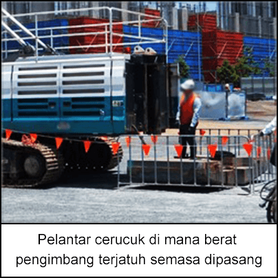 Pelantar cerucuk di mana berat pengimbang terjatuh semasa dipasang