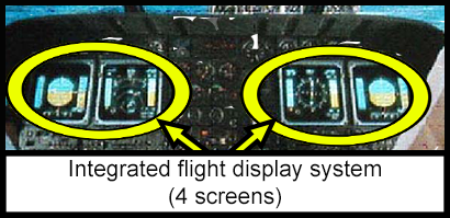 4 integrated flight display system screens on the aircraft. 