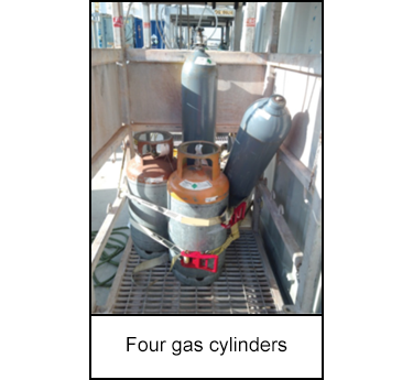 Four gas cylinders