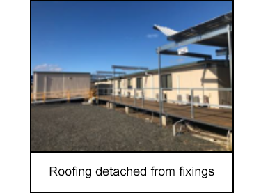 Roofing detached from fixings