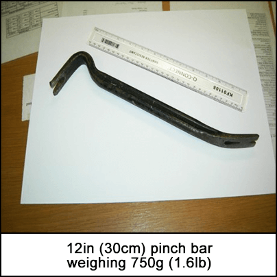 12in pinch bar weighing 750g