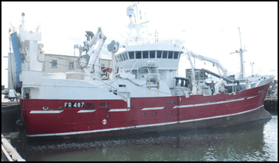 The red and white fishing vessel 