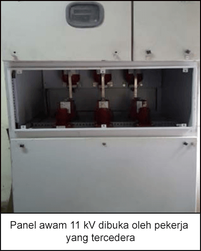 Panel 11 kV tanpa sistem pemanca atau tanda amaran.