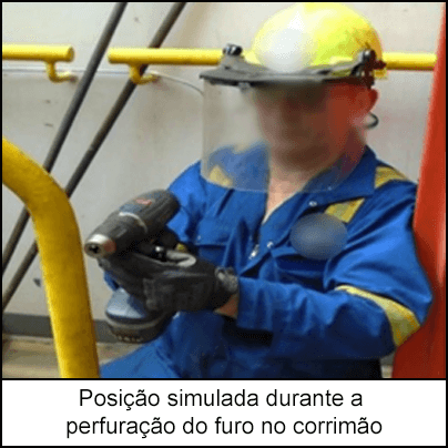 Posição simulada durante a perfuração