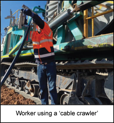 Worker using a ‘cable crawler’