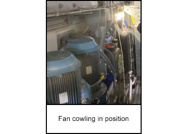 Fan cowling in position