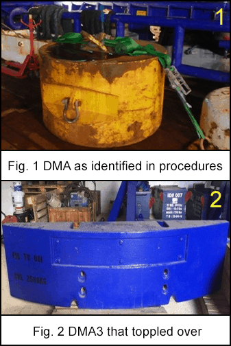 DMA as identified in procedures (and) DMA3 that toppled over