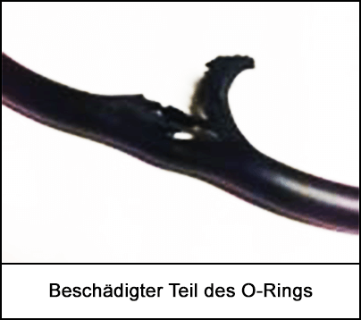 Ein beschädigter Teil des O-Rings