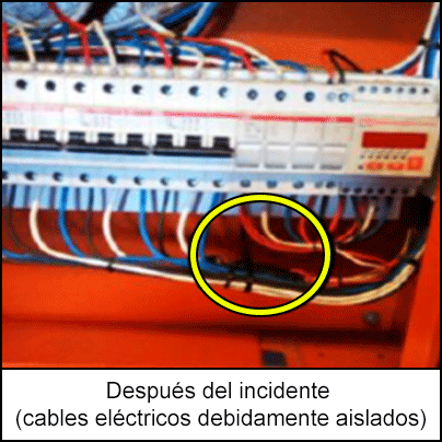 Después del incidente (cables eléctricos debidamente aislados)