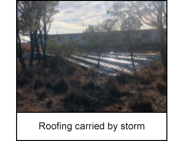 Roofing carried by storm