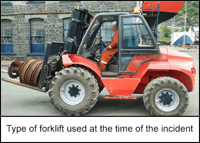 Type of forklift used at the time of the incident