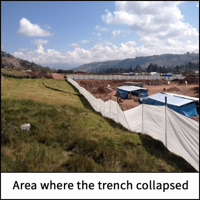 Area where the trench collapsed