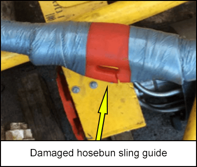 Damaged hosebun sling guide