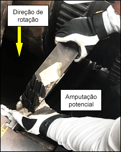 Posição final da caçamba do rotor após a parada, mostrando as caçambas do primeiro, segundo e terceiro estágios