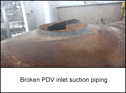 Broken PSV inlet suction piping