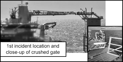 1st incident location and close-up of crushed gate
