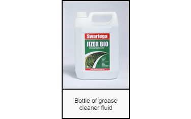 Bottle of grease cleaner fluid