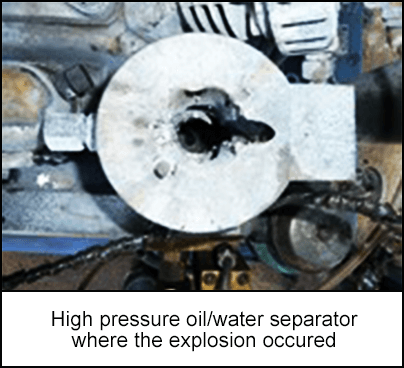 High pressure oil/water separator where the explosion occured