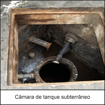 De cima, a câmara do tanque subterrâneo com a parte superior removida.