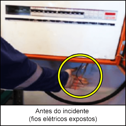 Antes do incidente (fios elétricos expostos)