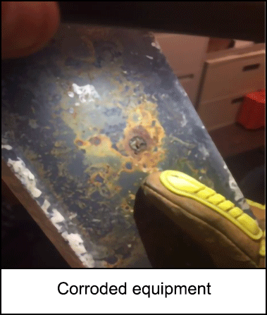Corroded equipment