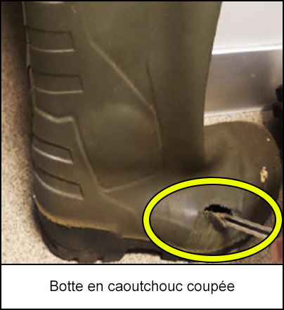 Botte en caoutchouc coupée