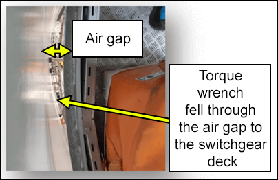 Torque wrench dropped from orange tool bag