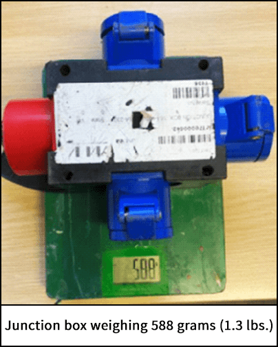 Junction box weight 0.5kg. 