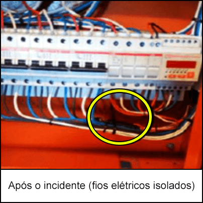 Após o incidente (fios elétricos isolados)