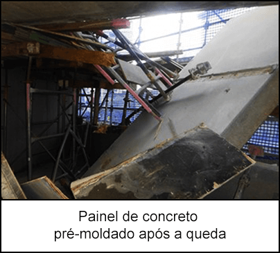 Painel de concreto pré-moldado após a queda