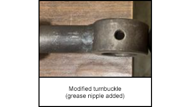 Modified turnbuckle (grease nipple added)