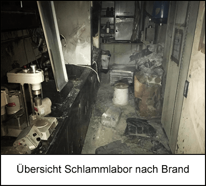 Übersicht Schlammlabor nach Brand