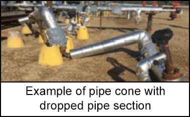 Example of pipe cone with dropped pipe section 