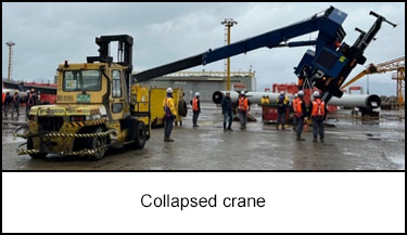 Collapsed crane