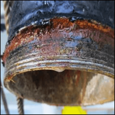 Corroded thread between the manifold and the hammer union