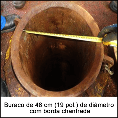 Buraco de 48 cm (19 pol.) de diâmetro com borda chanfrada