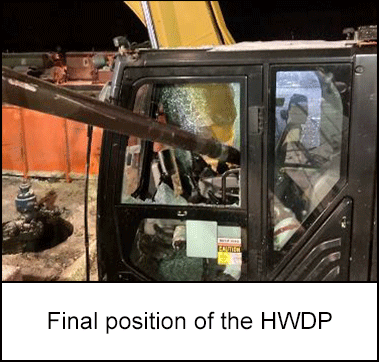 Final position of the HWDP 