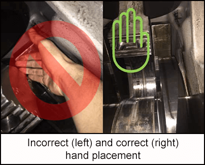 Incorrect and correct hand placements