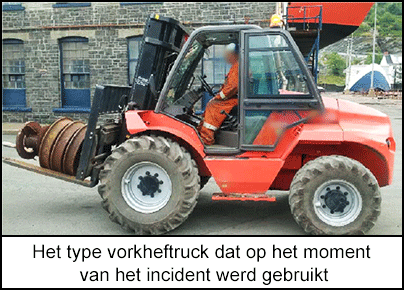 Het type vorkheftruck dat op het moment van het incident werd gebruikt