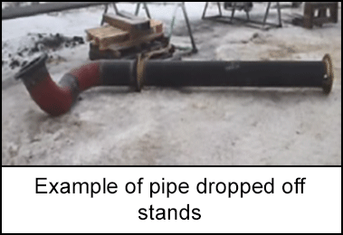 Example of pipe dropped off stands